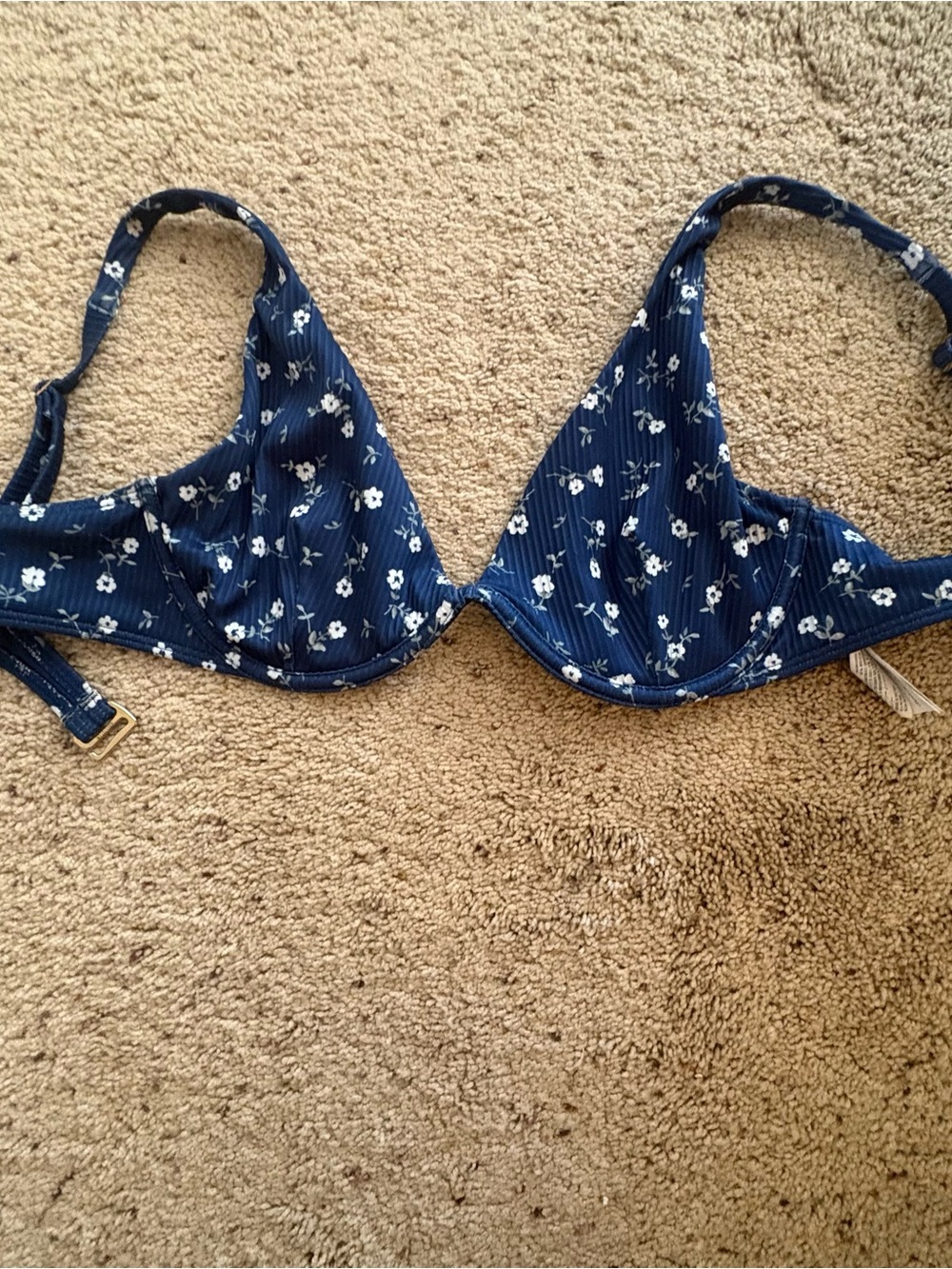 Hollister Navy Floral Underwire Bikini Top